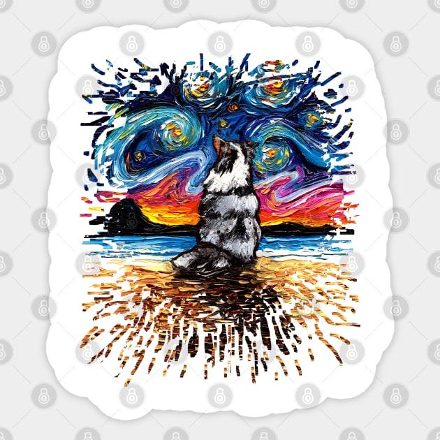 Merle Shetland Sheepdog Night (Splash Version) Sticker by sagittariusgallery